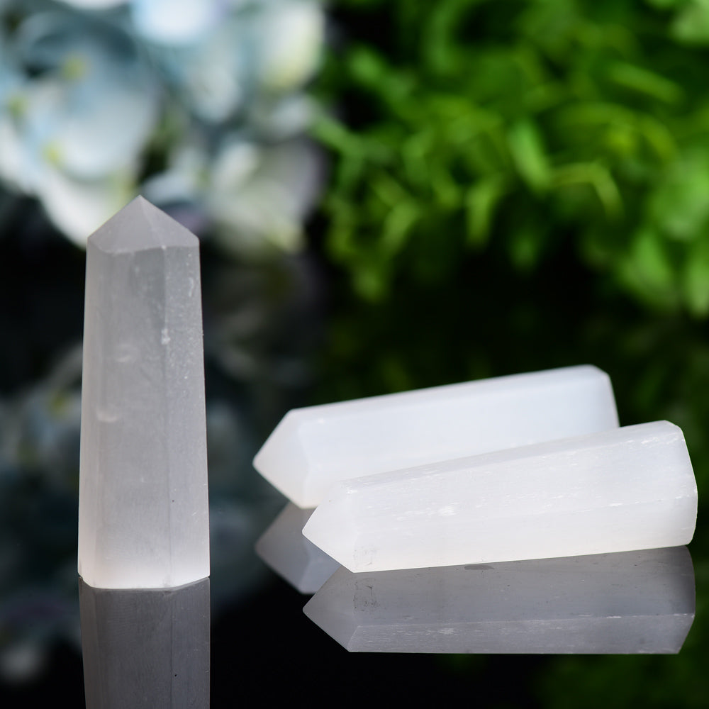 Set of 3 Selenite Points Bag
