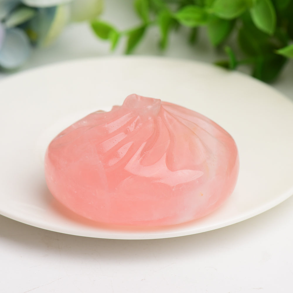 2.3" Rose Quartz Calcite Baozi Dumplin Carving Bulk Wolesale