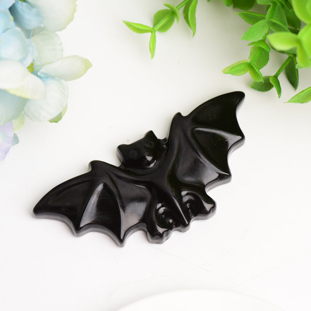 3.7" Black Obsidian Bat Carving Bulk Wholesale