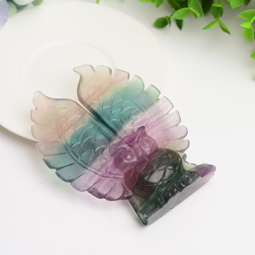 4.4" Rainbow Fluorite Owl Crystal Carving Bulk Wholesale