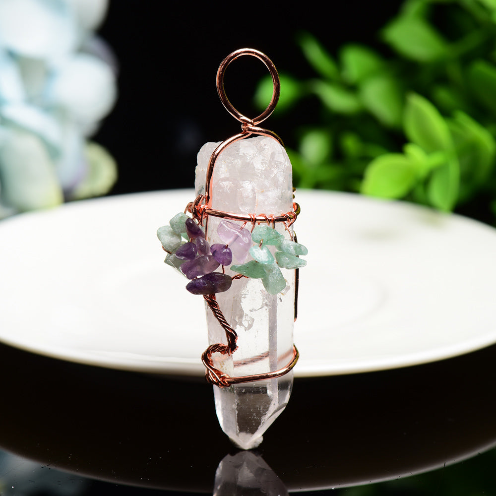 Clear Quartz Life Tree Crystal Pendant Bulk Wholesale
