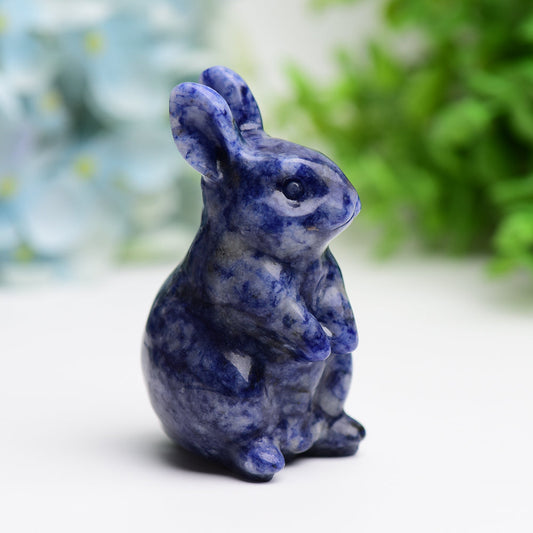 3.0" Sodalite Rabbit Animal Crystal Carving