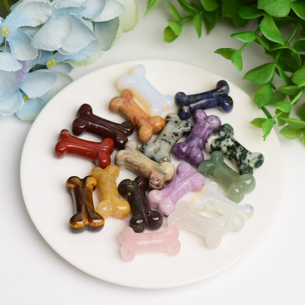 1.0" Mixed Crystal Mini Bones Crystal Carving for Jewelry DIY