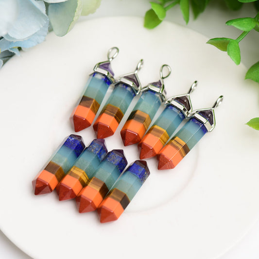 1.2" Mini Chakra DT Point Crystal Pendant