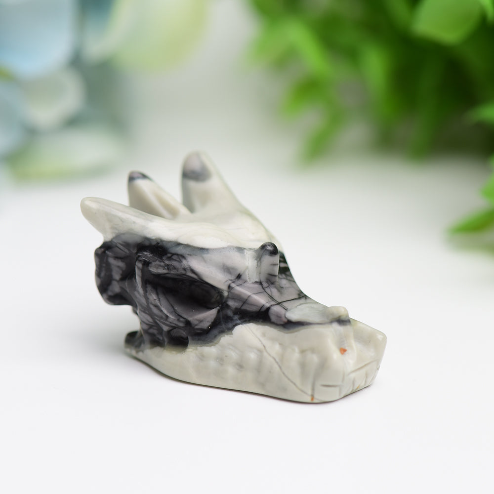 1.8" Mixed Crystal Dragon Head Animal Crystal Carving