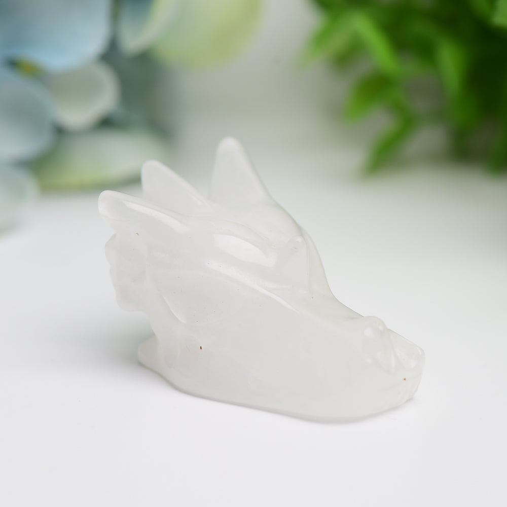 1.8" Mixed Crystal Dragon Head Animal Crystal Carving
