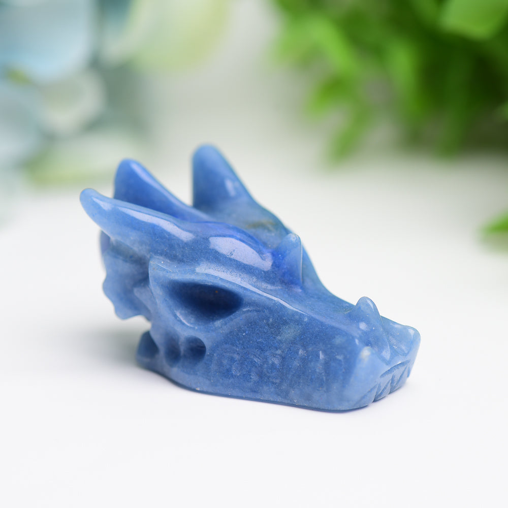1.8" Mixed Crystal Dragon Head Animal Crystal Carving