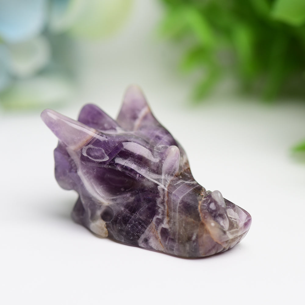 1.8" Mixed Crystal Dragon Head Animal Crystal Carving