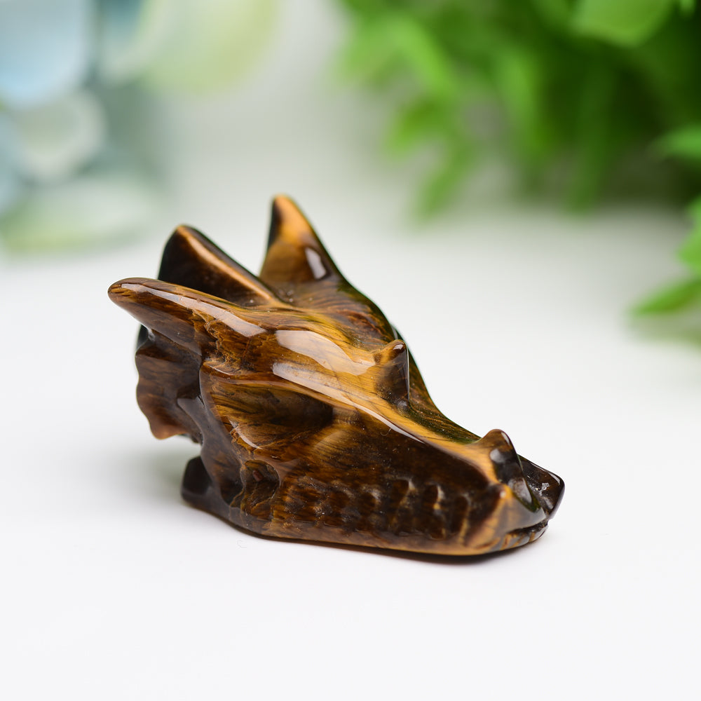 1.8" Mixed Crystal Dragon Head Animal Crystal Carving