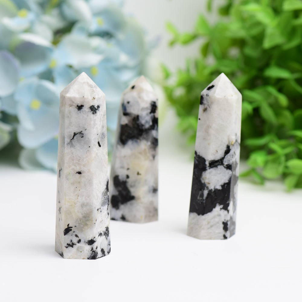 2.5"-4.5" Black Moon Stone Crystal Point Bulk Wholesale