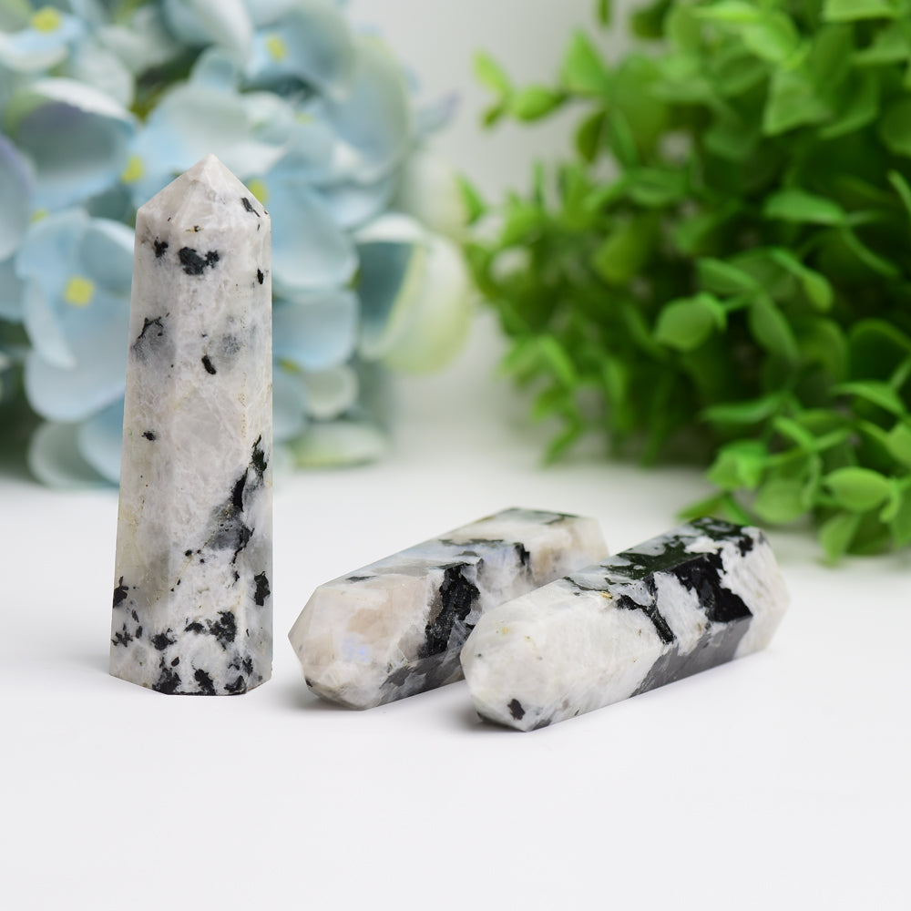 2.5"-4.5" Black Moon Stone Crystal Point Bulk Wholesale