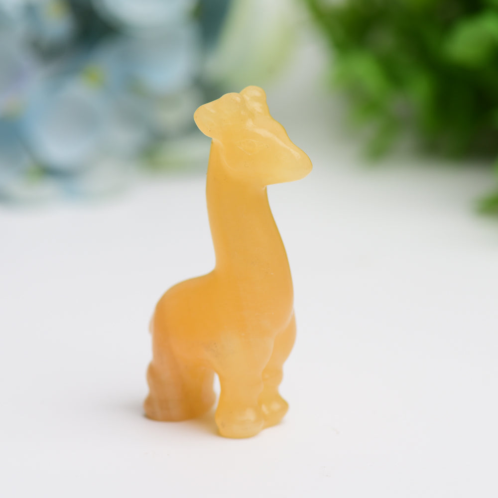 2.4" Mixed Crystal Girraffe Animal Crystal Carving