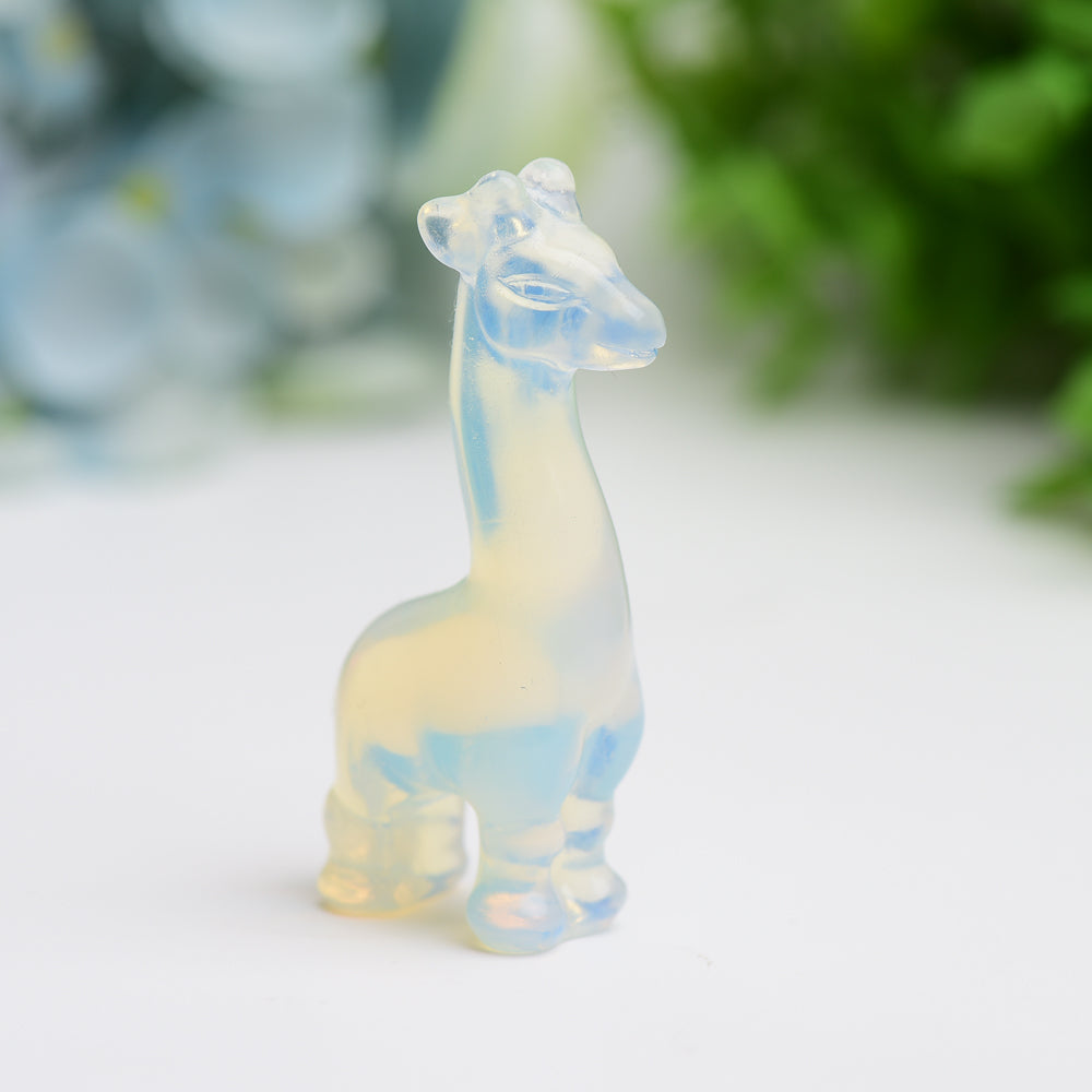 2.4" Mixed Crystal Girraffe Animal Crystal Carving