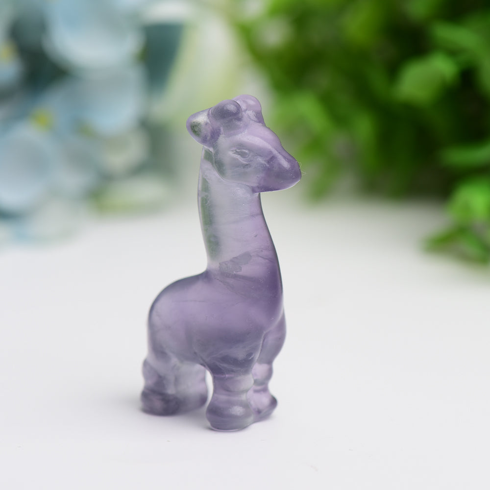 2.4" Mixed Crystal Girraffe Animal Crystal Carving