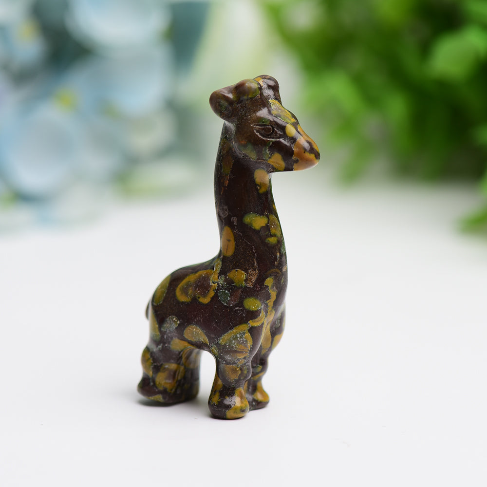 2.4" Mixed Crystal Girraffe Animal Crystal Carving