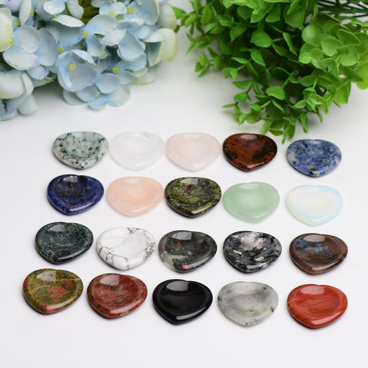 1.5" Mixed Crystal Heart Shape Worry Stone