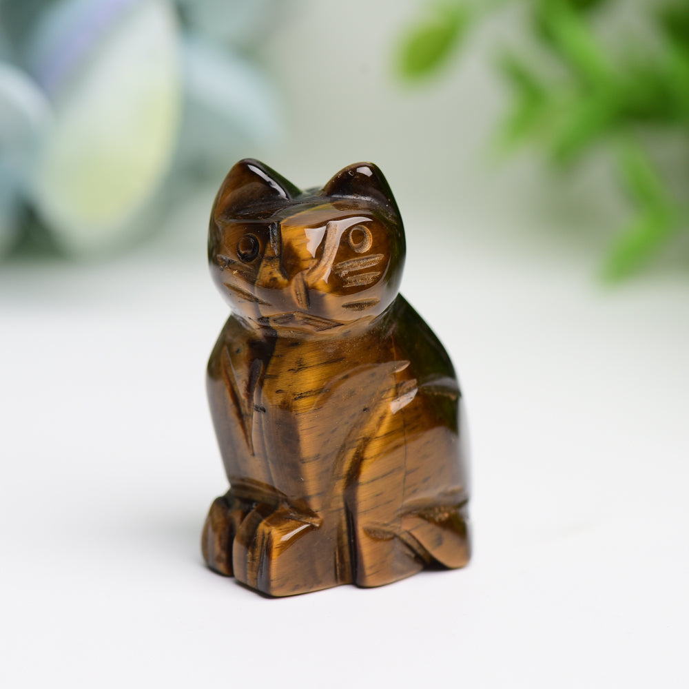 1.5" Mixed Crystal Cat Animal Crystal Carving