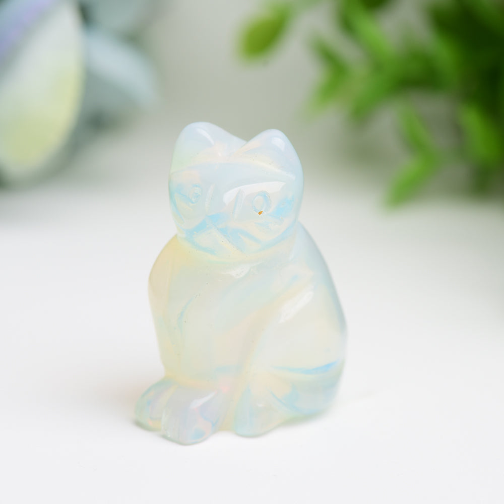 1.5" Mixed Crystal Cat Animal Crystal Carving