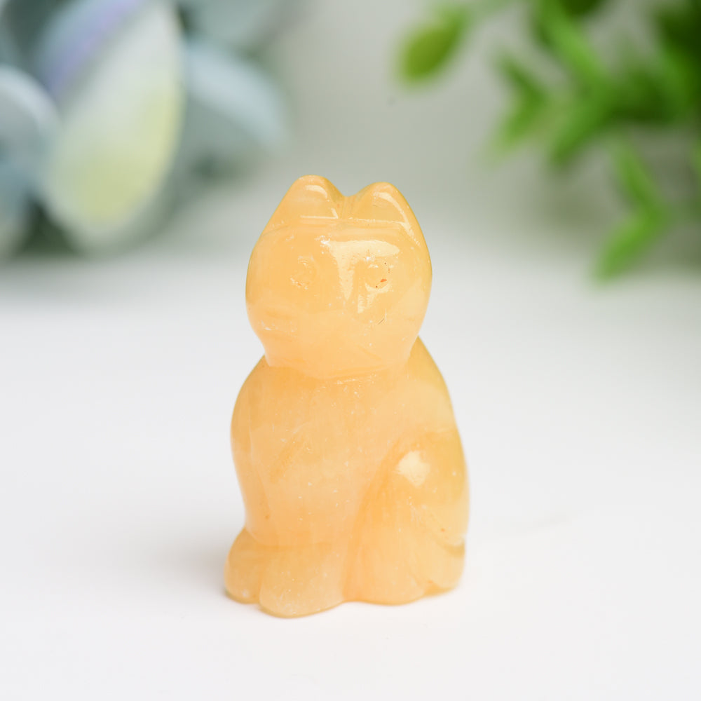 1.5" Mixed Crystal Cat Animal Crystal Carving