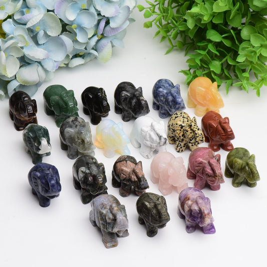 2.0" Mixed Crystal Elephant Animal Crystal Carving