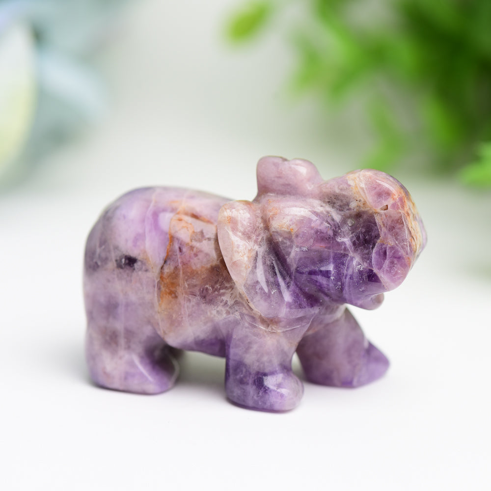 2.0" Mixed Crystal Elephant Animal Crystal Carving