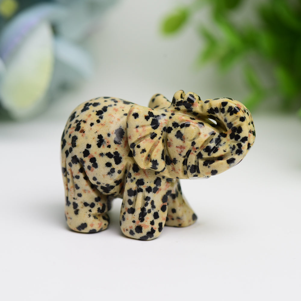 2.0" Mixed Crystal Elephant Animal Crystal Carving