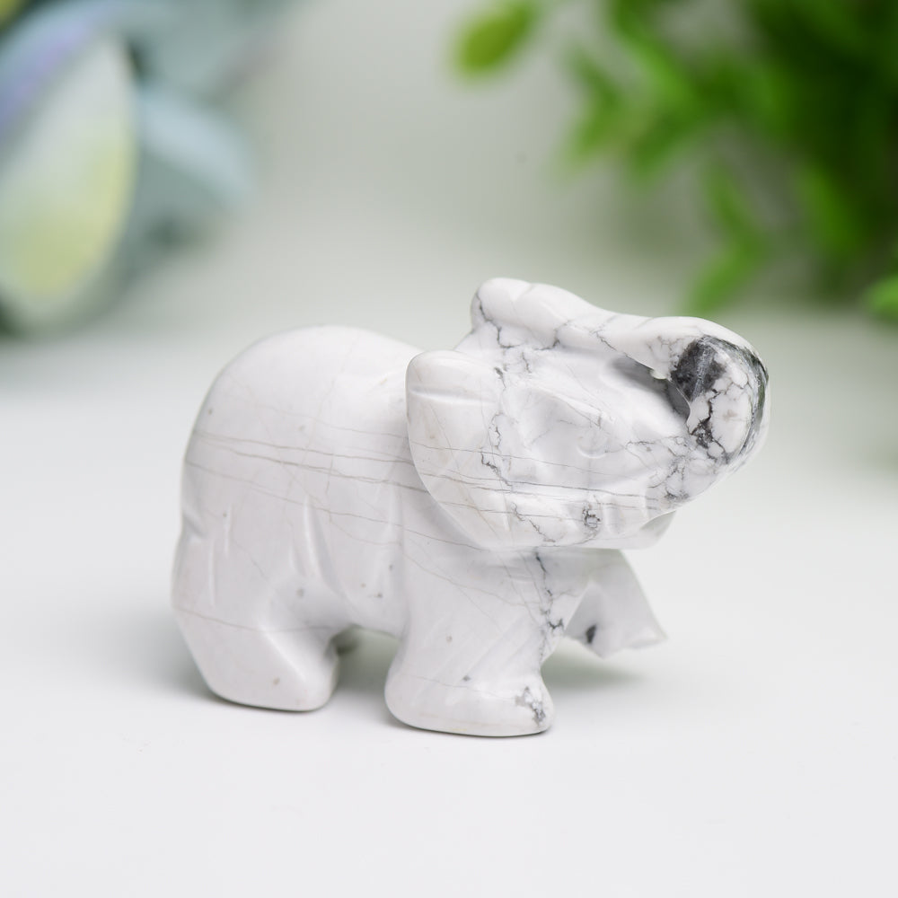 2.0" Mixed Crystal Elephant Animal Crystal Carving