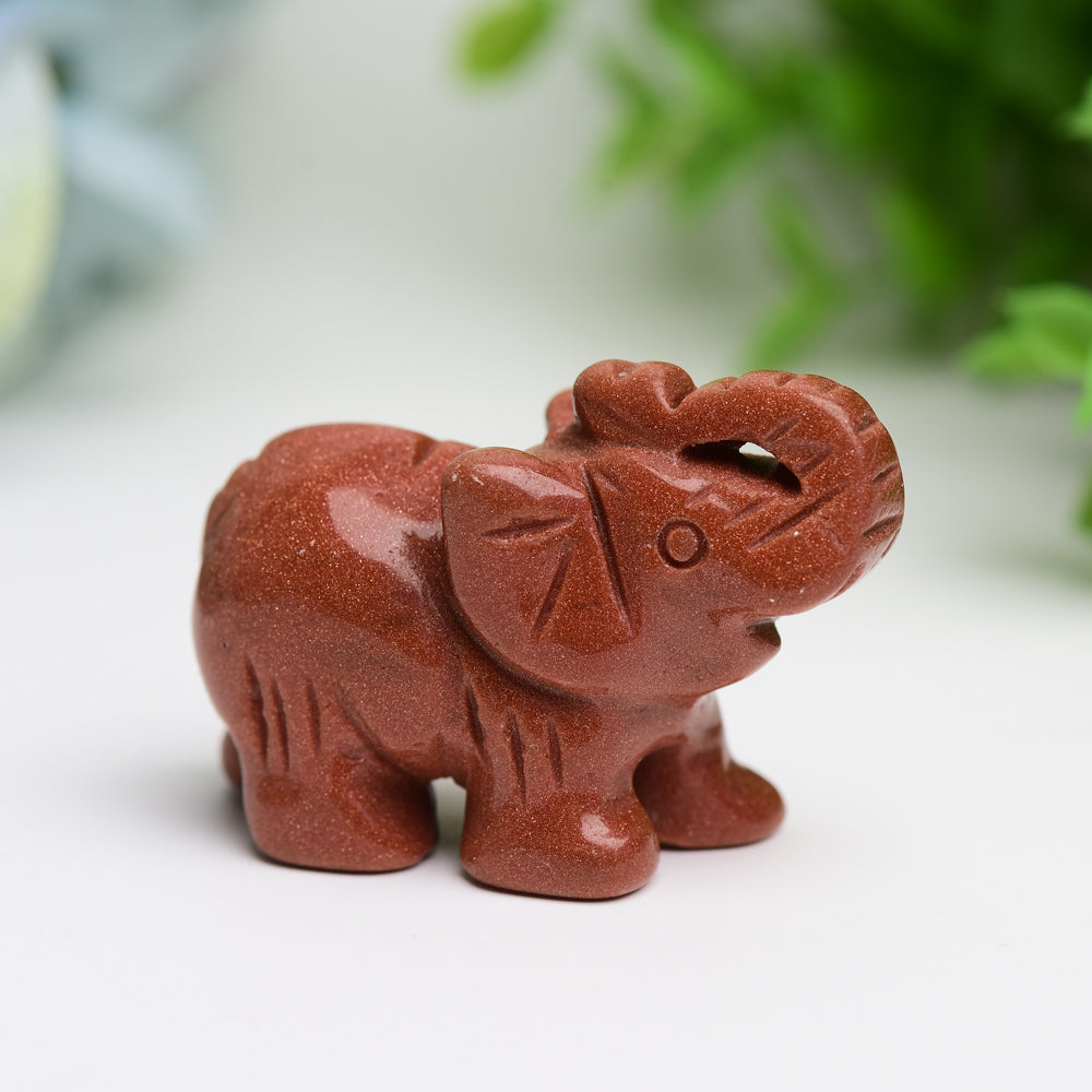 2.0" Mixed Crystal Elephant Animal Crystal Carving