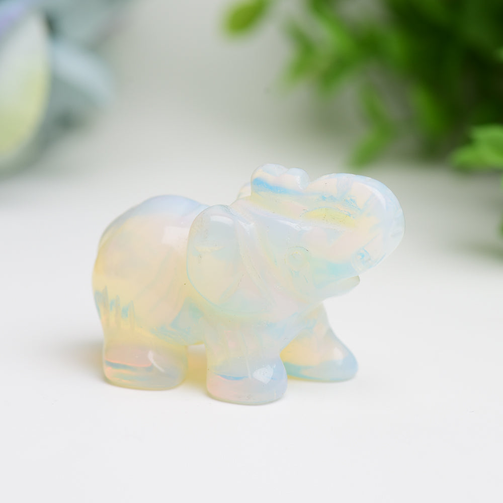2.0" Mixed Crystal Elephant Animal Crystal Carving