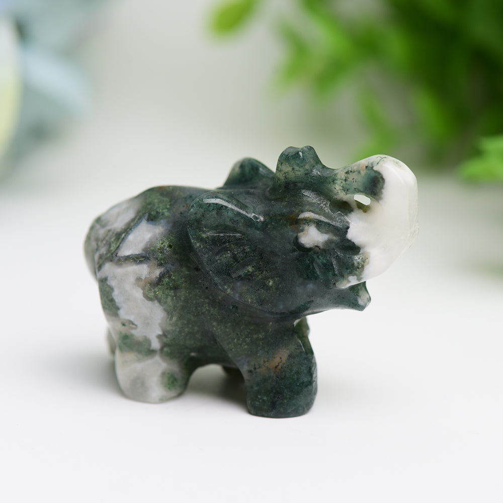 2.0" Mixed Crystal Elephant Animal Crystal Carving