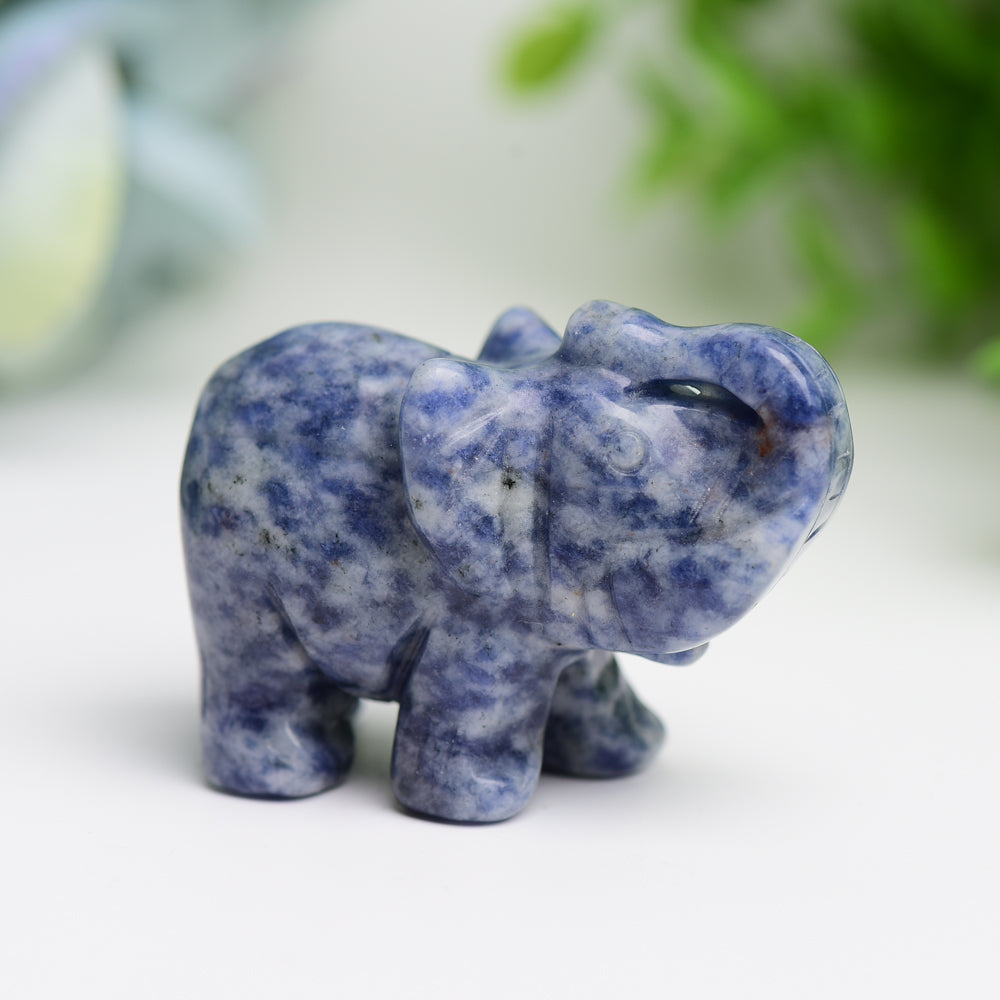 2.0" Mixed Crystal Elephant Animal Crystal Carving