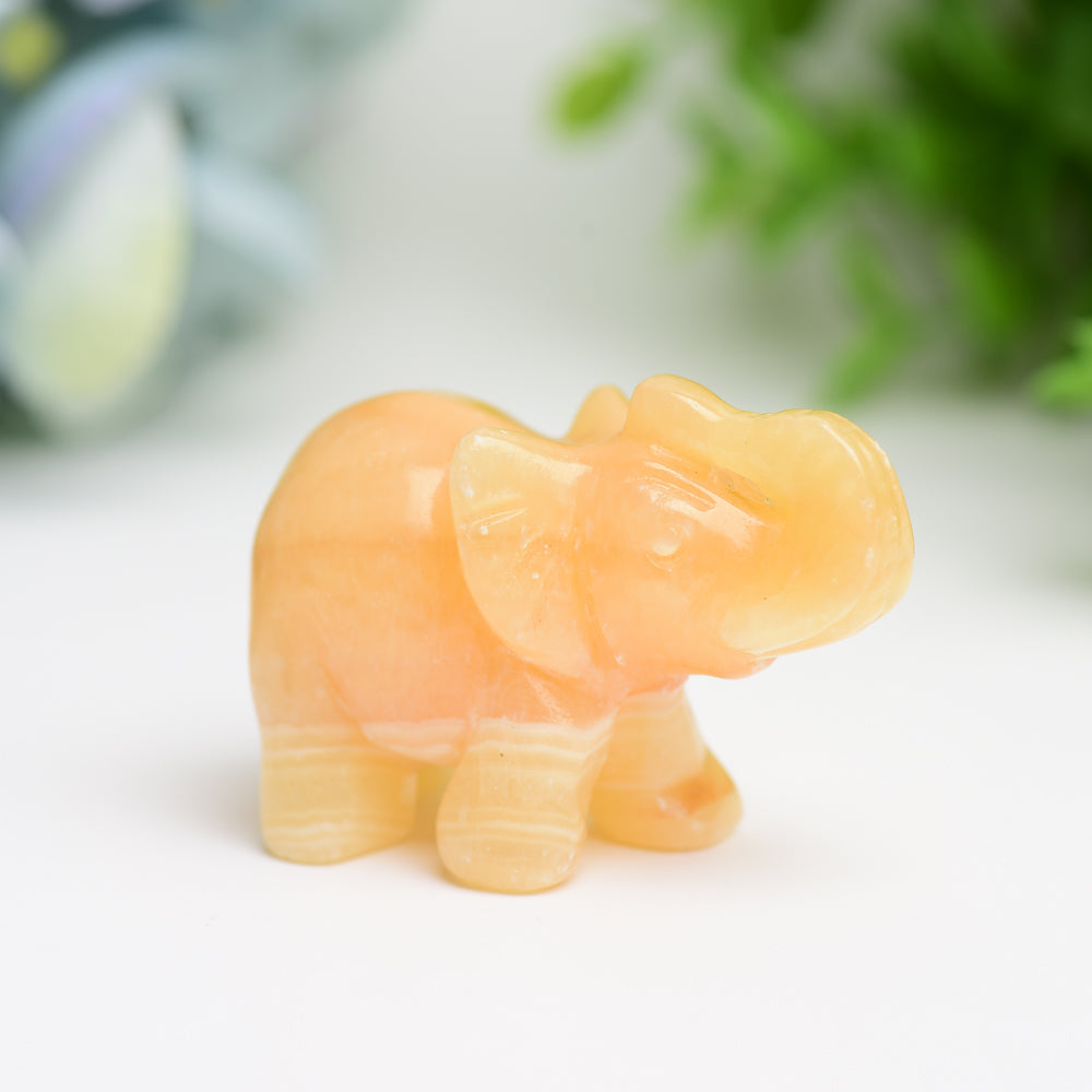 2.0" Mixed Crystal Elephant Animal Crystal Carving