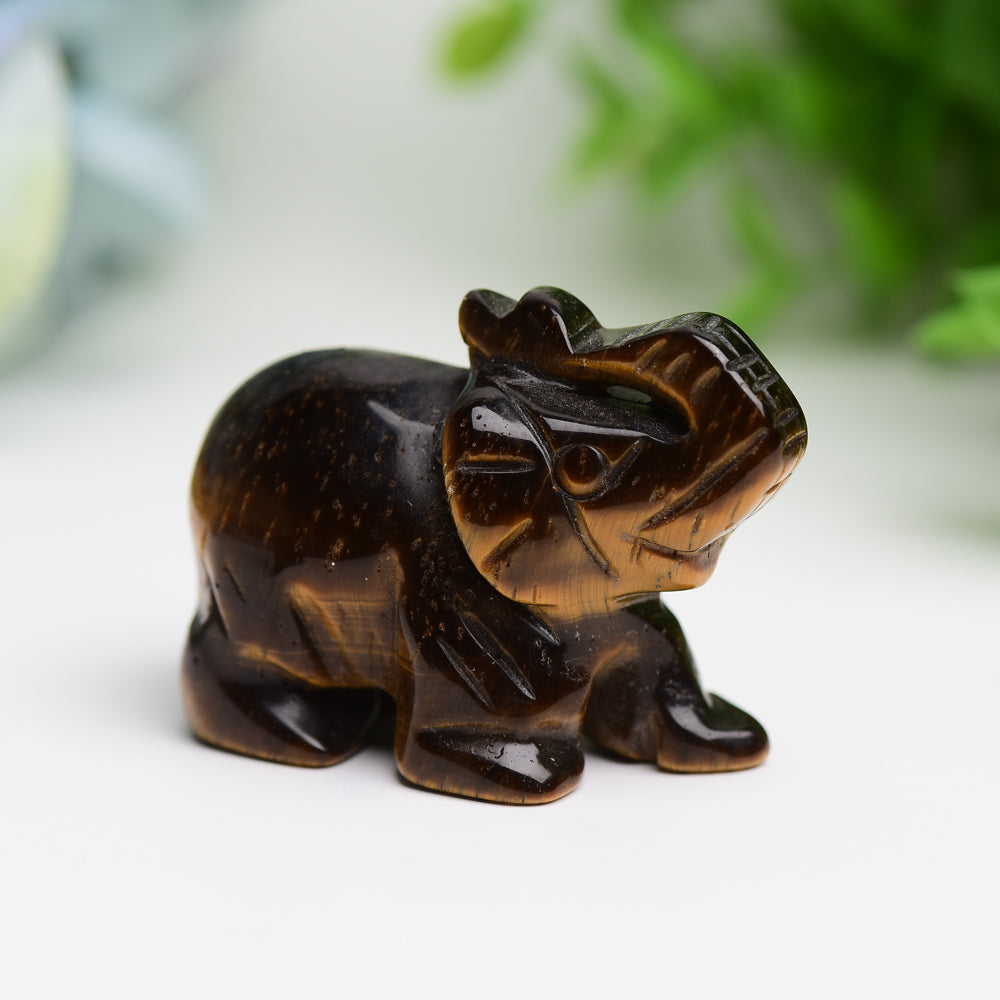 2.0" Mixed Crystal Elephant Animal Crystal Carving