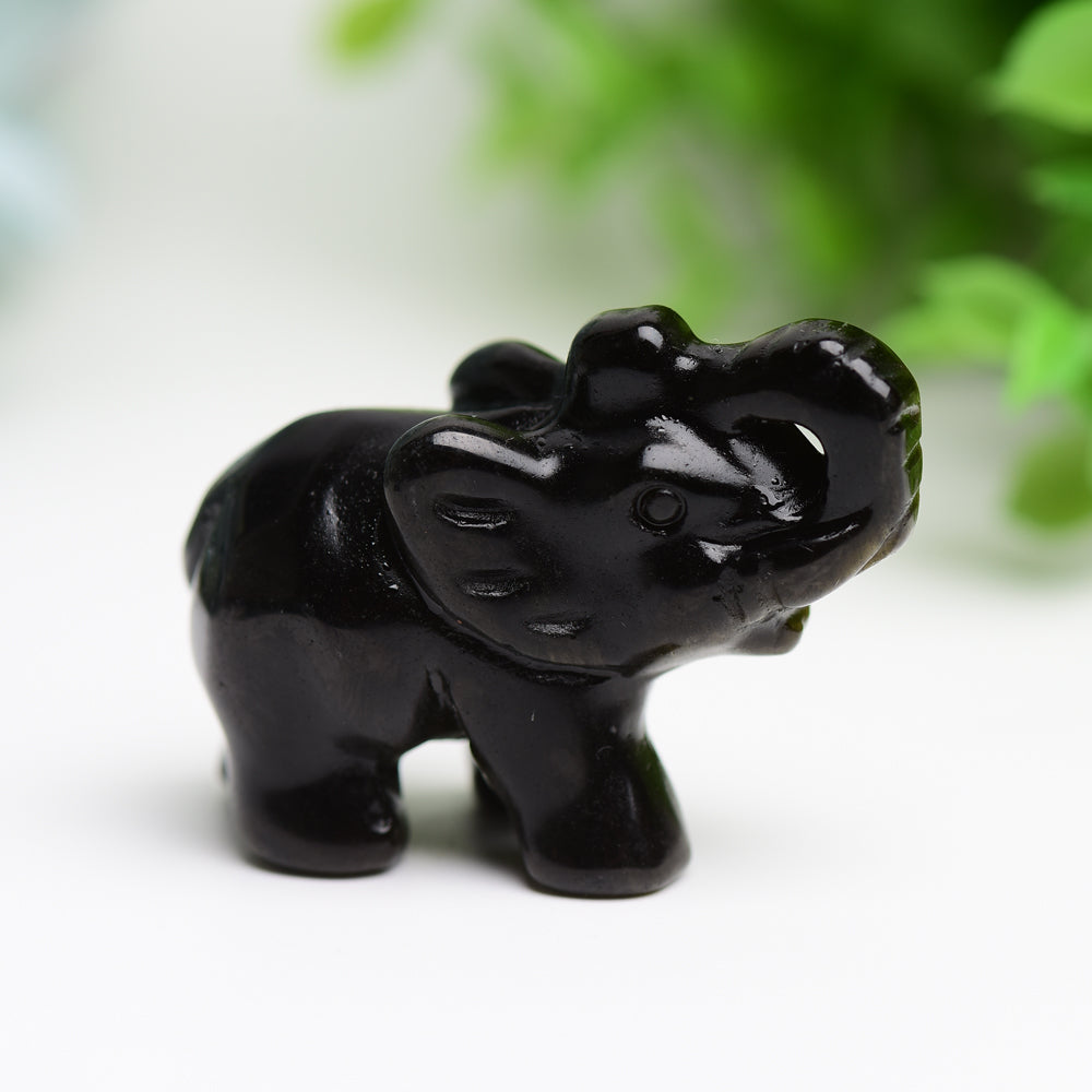 2.0" Mixed Crystal Elephant Animal Crystal Carving