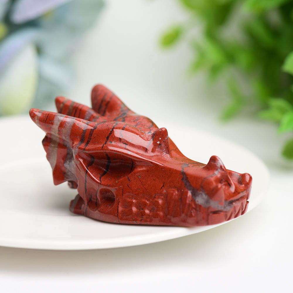 2.5" Mixed Crystal Dragon Head Animal Crystal Carving