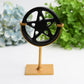 Mixed Crystal Pentagram Plate Carving with Metal Stand Bulk Wholesale