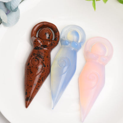 3.2" Mixed Crystal Flat Goddess Crystal Carving Bulk Wholesale