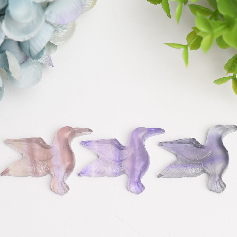 1.5" Fluorite Hummingbird Crystal Carving Bulk Wholesale