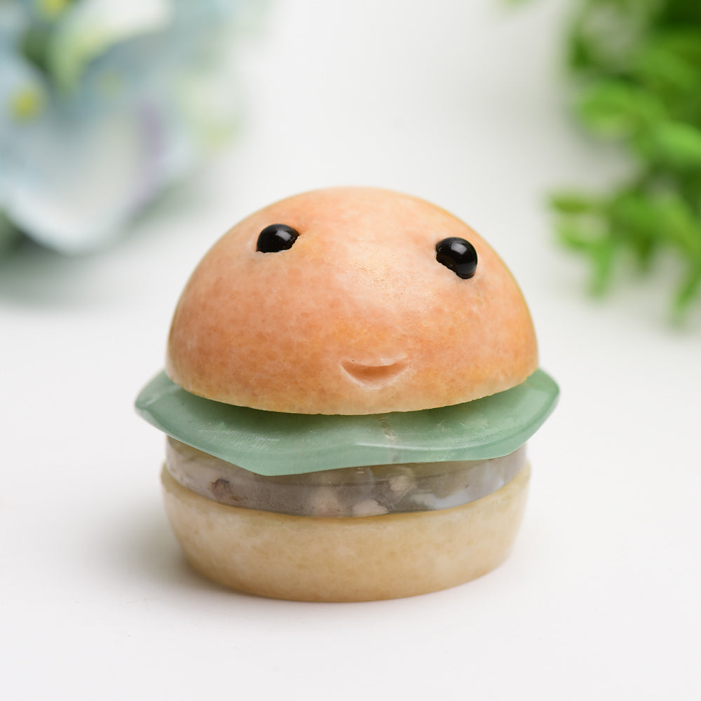 2.0" Clacite Green Aventurine Hamburger Carving Bulk Wholesale