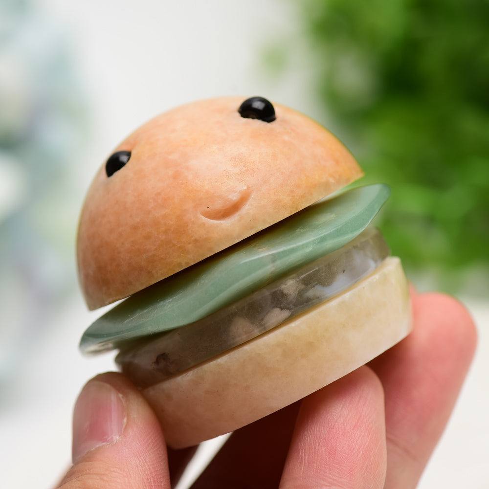 2.0" Clacite Green Aventurine Hamburger Carving Bulk Wholesale