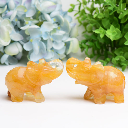 3.5" Golden Healer Elephant Animal Crystal Carving