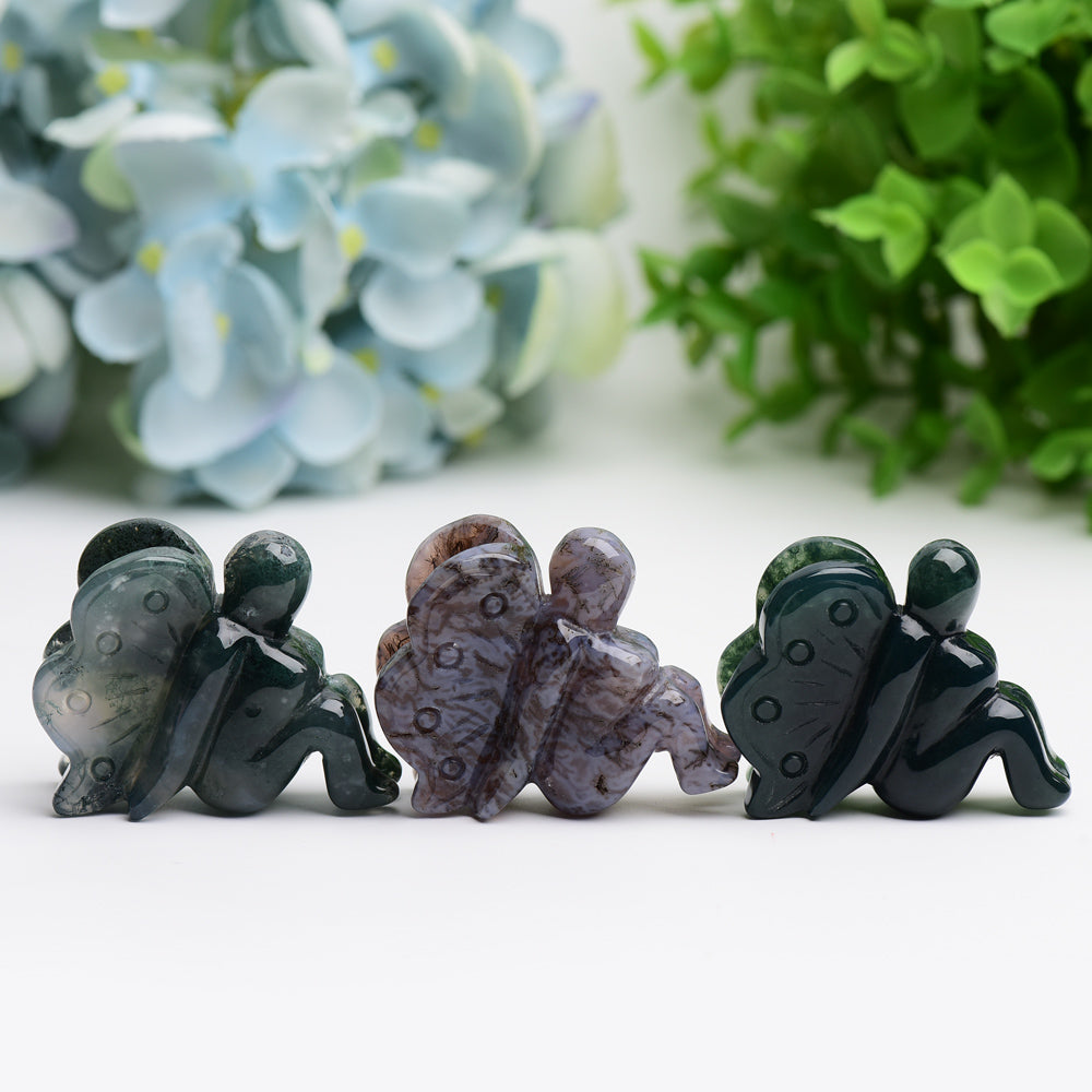 1.9" Moss Agate Fairy Crystal Carving