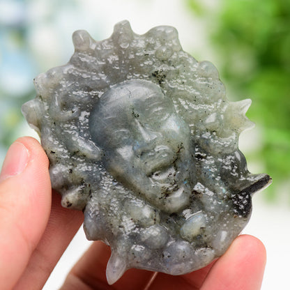 2.8"-3.3" Labradorite Golden Obsidian Medusa Carving Bulk Wholesale