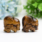 1.8" Tiger's Eye Mother & Baby Elephant Animal Crystal Carving