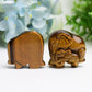 1.8" Tiger's Eye Mother & Baby Elephant Animal Crystal Carving