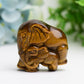1.8" Tiger's Eye Mother & Baby Elephant Animal Crystal Carving