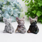 2.4" Moss Agate Bulldog Animal Crystal Carving