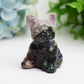 2.4" Moss Agate Bulldog Animal Crystal Carving