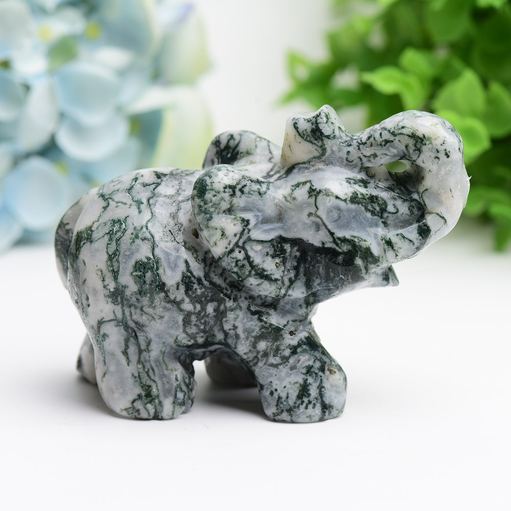 4.0" Mixed Crystal Elephant Animal Crystal Carving