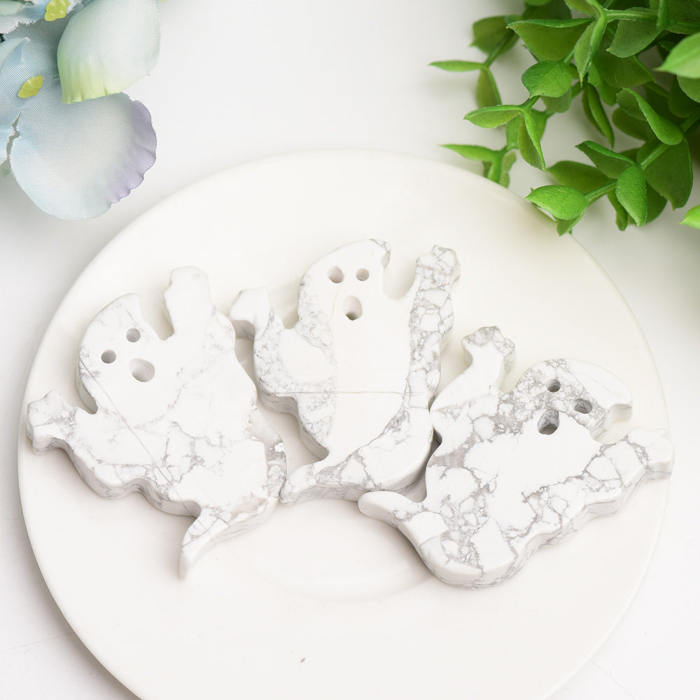 2.0" Howlite Ghost Carving for Halloween Decor Bulk Wholesale